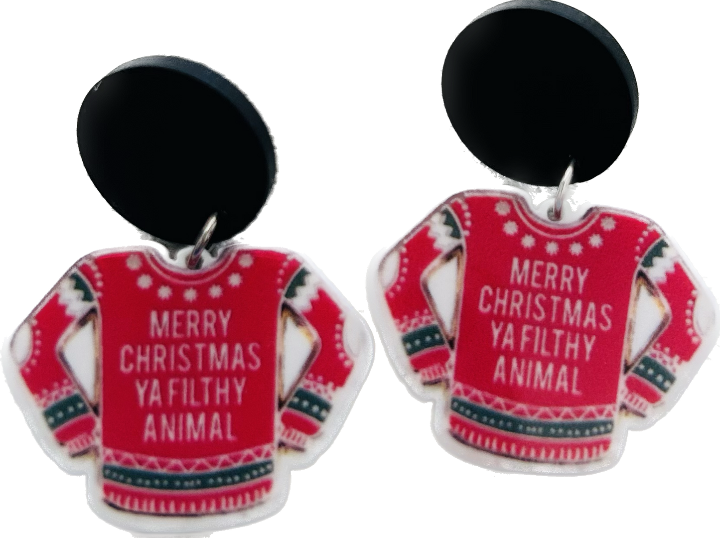 Merry Christmas ya filthy animal - dangle drop earrings - Home alone