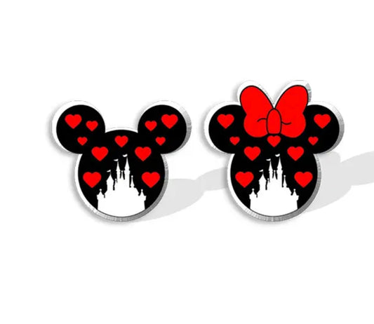 Acrylic Stud Earrings - Cartoon Mickey Minnie 1.5cm Light
