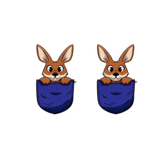Acrylic Stud Earrings - Aussie Cartoon Joey Baby Kangaroo 1.5cm Light