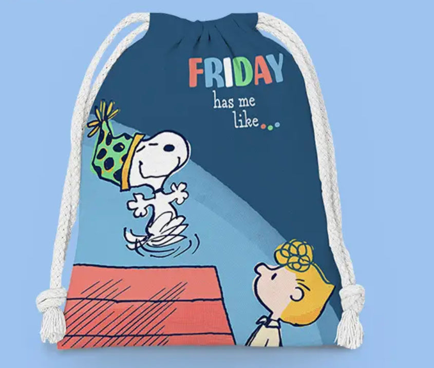 Snoopy Peanuts Drawstring Bag 24 x 32cm - Friday has me like