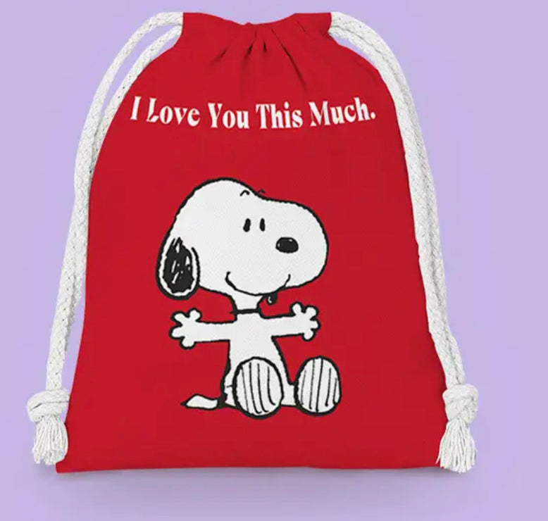 Peanuts Snoopy drawstring bag- I love you this much - 25x32cm