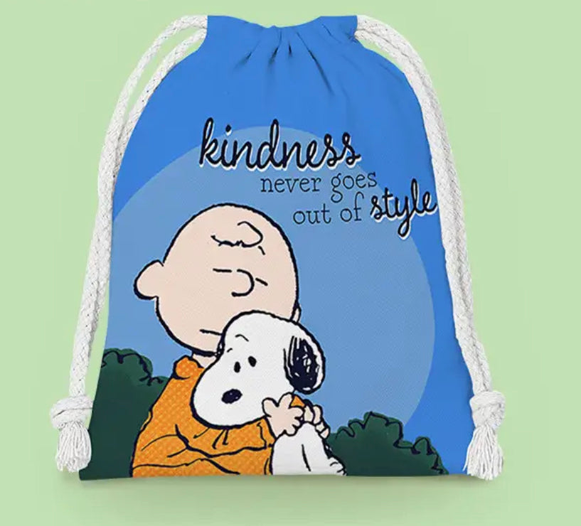 Peanuts Snoopy and Charlie Brown Drawstring Bag 25x 32cm