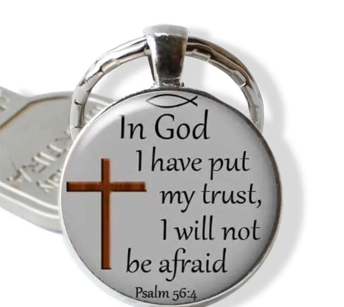 Religious themed keyring - In God I have put my trust