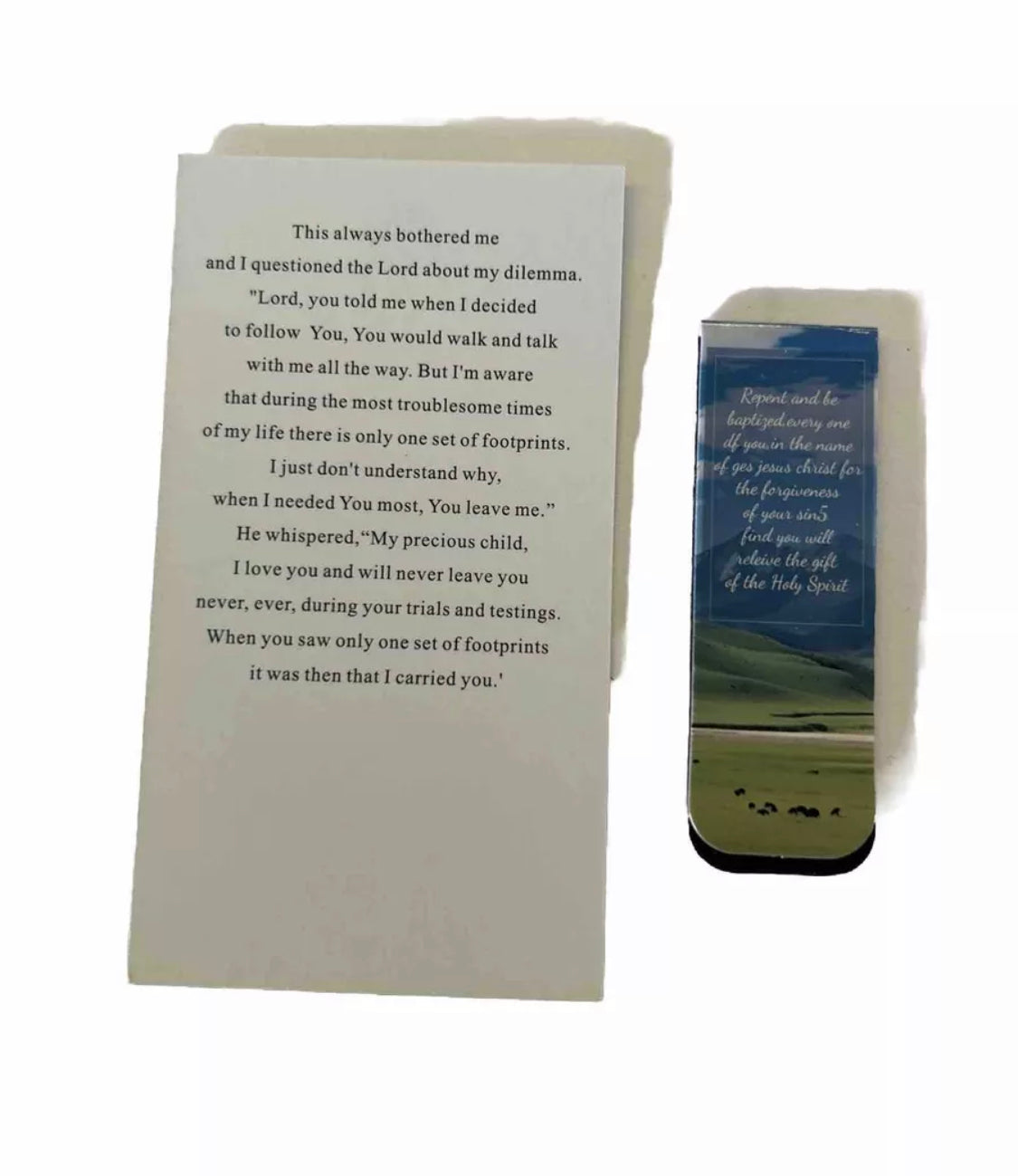 Footprints pocket card with magnetic bookmark