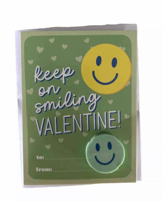 Keep on smiling valentine- gift tag with smiley eraser