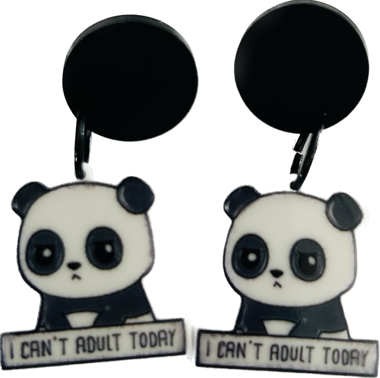 Panda earrings - I can’t adult today