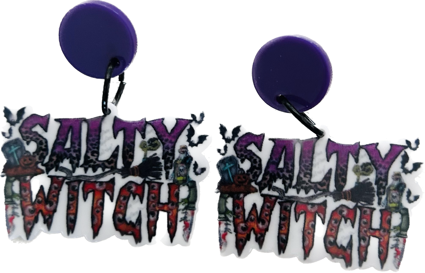 Salty Witch - dangle drop earrings - Halloween costume jewellery