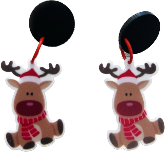 Christmas Earrings - Rudolph dangle drop earrings