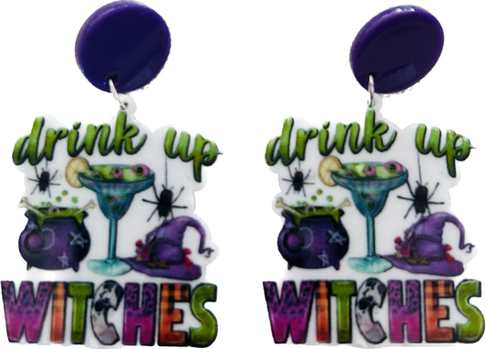 Drink up Witches - Dangle Drop Earrings - Halloween costume Jewellery