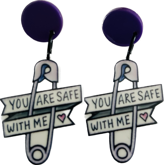 You are safe with me earrings- safety pin