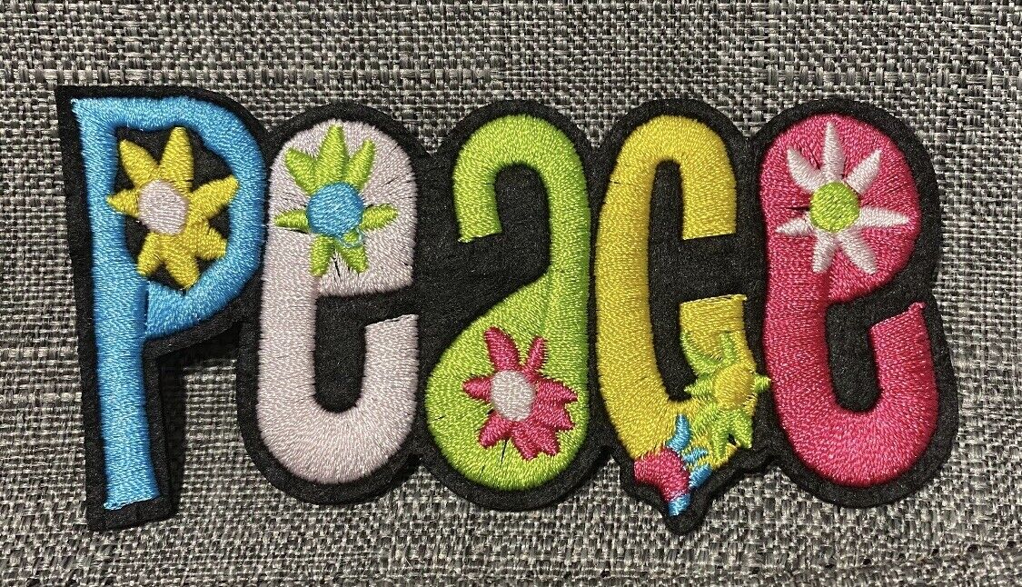 Peace Iron on patch /embroidery Patches 10.5cm x 5.5cm.